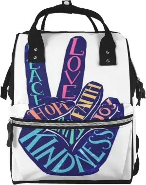 Fashion Diaper Bag Mummy Backpack Peace Hand Sign Nappy Bag Large Capacity Baby Care Bags For Mom Dad