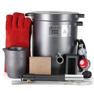 FASTTOBUY 6 KG Propane Melting Furnace Kit w Graphite Crucible and Tongs 1300°C /2372°F Casting Refining Smelting for Precious Metals Gold Silver Tin Aluminum 7-in-1 Melting Casting Tool