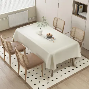 Faux Leather Rectangle Table Cloths Warm Tablecloth for Party, Camping, Picnic, Kitchen and Dining Room Table Decor (Creamy White, 87"X55")