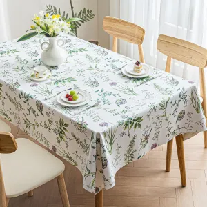 Faux Leather Rectangle Table Cloths Warm Tablecloth for Party, Camping, Picnic, Kitchen and Dining Room Table Decor (Flowers and Grass, 71"X55")
