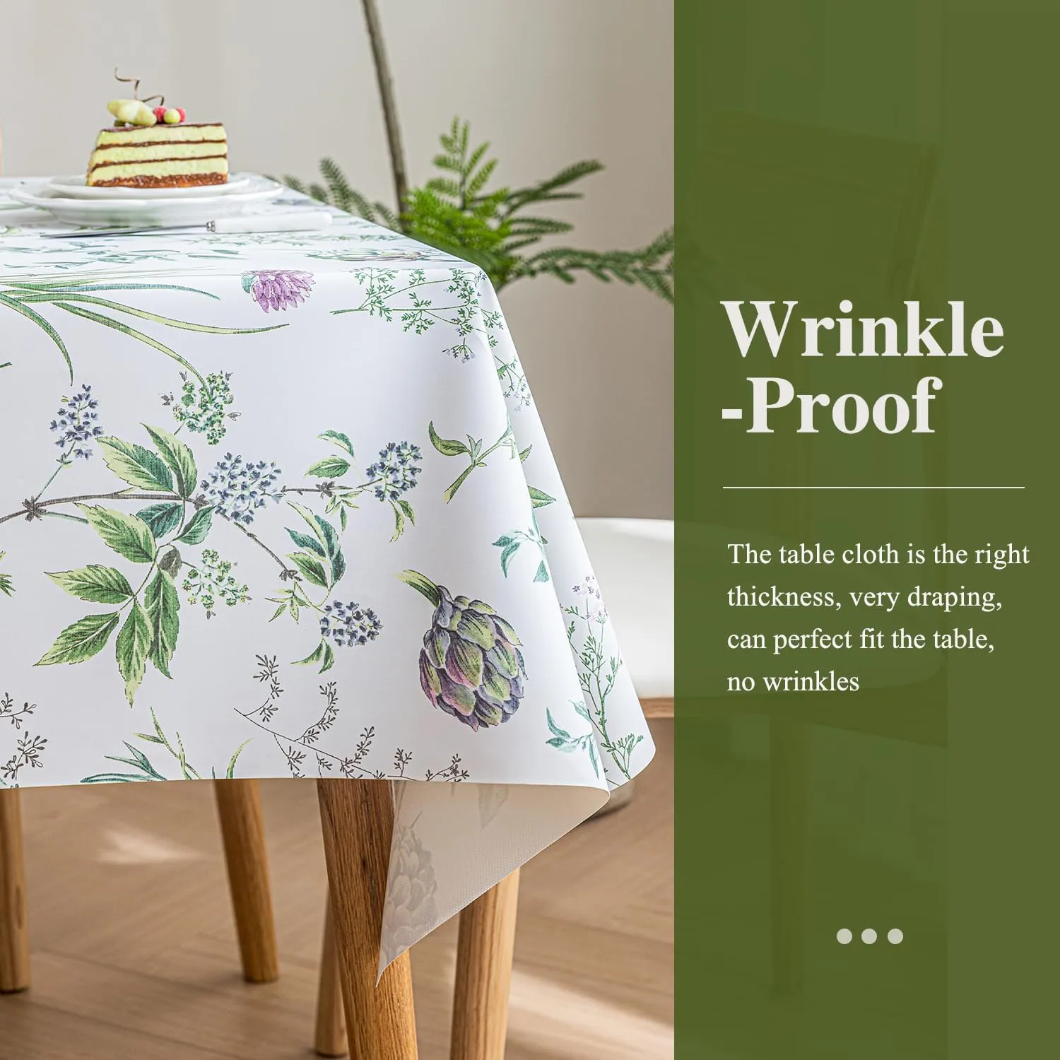 Faux Leather Rectangle Table Cloths Warm Tablecloth for Party, Camping, Picnic, Kitchen and Dining Room Table Decor (Flowers and Grass, 71"X55")