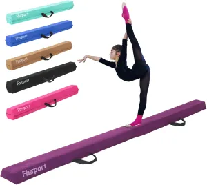 FBSPORT 10ft Balance Beam: Folding Floor Gymnastics Equipment for Kids Adults,Non Slip Rubber Base, Gymnastics Beam for Training, Practice, Physical Therapy and Professional Home Training