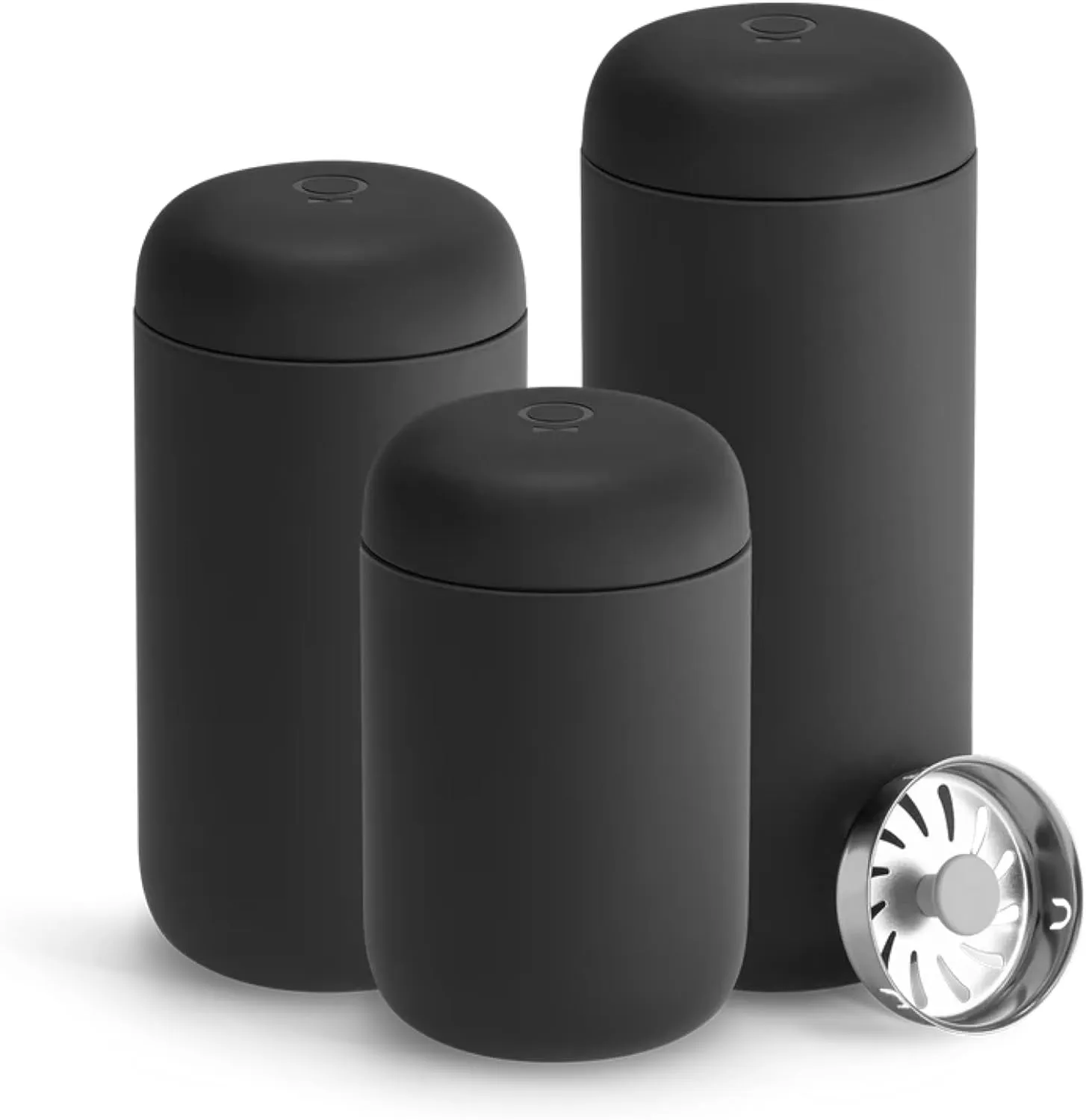 Fellow 16 oz Carter Move Travel Mug - Vacuum-Insulated Stainless Steel Travel Coffee Mug - Coffee Tumbler with Ceramic Interior and Splash Guard - Matte Black