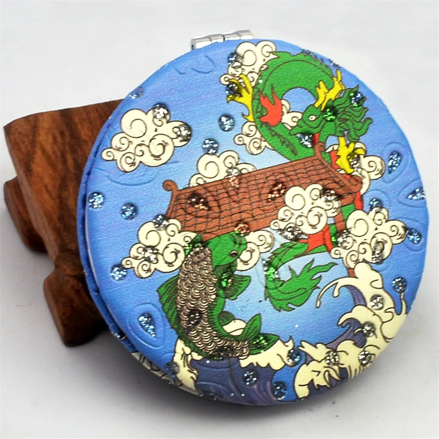 Feng Shui Smart Vibrations Compact 2-Sided Purse Mirror Best Wishes, Mascot New Year's Gift (Black Dragon（Success）