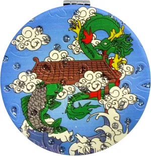 Feng Shui Smart Vibrations Compact 2-Sided Purse Mirror Best Wishes, Mascot New Year's Gift (Black Dragon（Success）