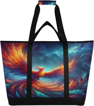 Fiery Phoenix Reusable Insulated Lunchbox Cooler Bag, Leakproof Kitchen Grocery Bag Collapsible Portable Cooler Tote Bag for Picnic, Camping, Office, Travel