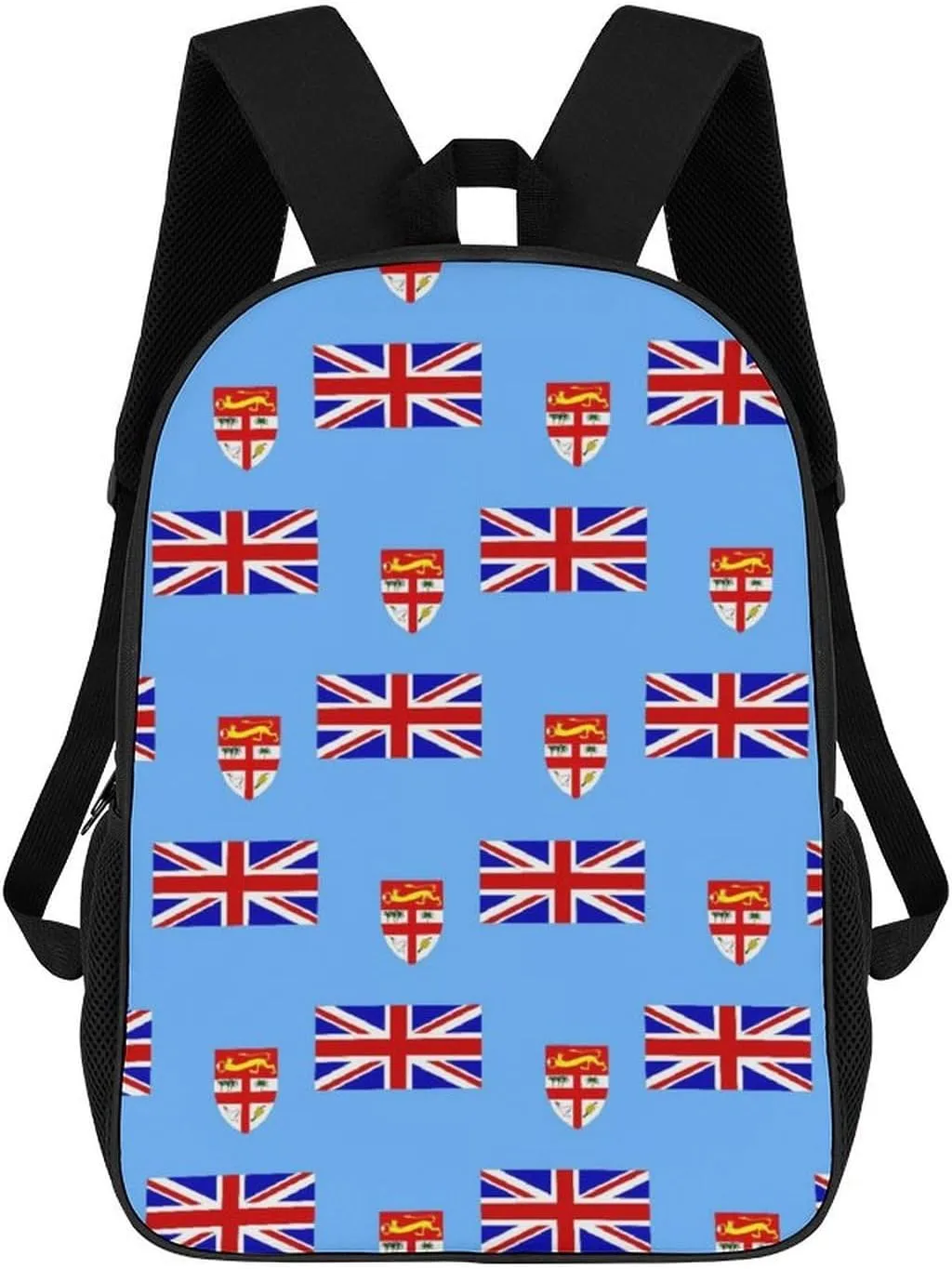 Fiji Flag Mosaic Unisex Backpack 17" Casual Daypacks Simple Shoulders Bag for Camping Hiking Travel Gear
