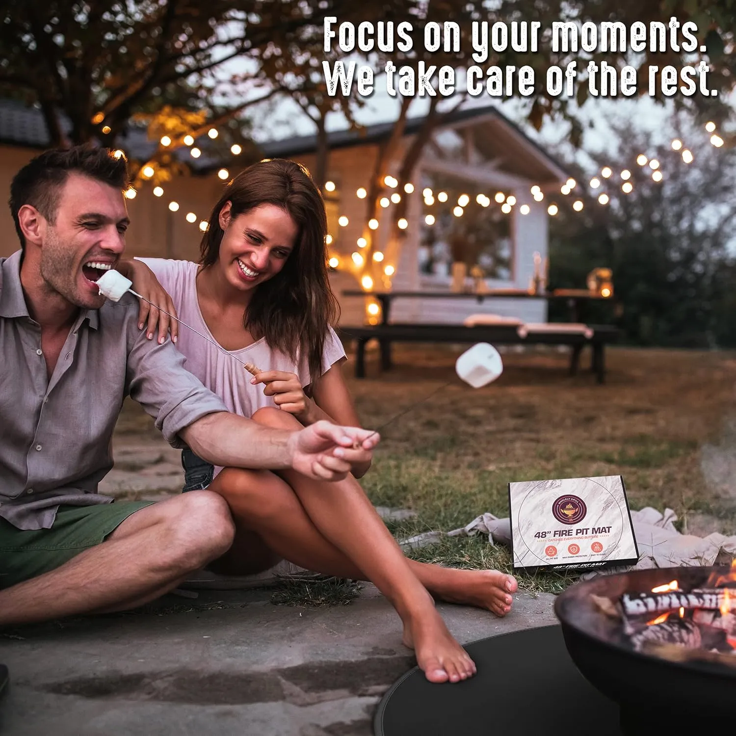 Fire Pit Mats for Under Fire Pit - 48" , Fireproof Grill Mats for Outdoor Grill Deck Protector, Mat for Under BBQ, Patio Mat