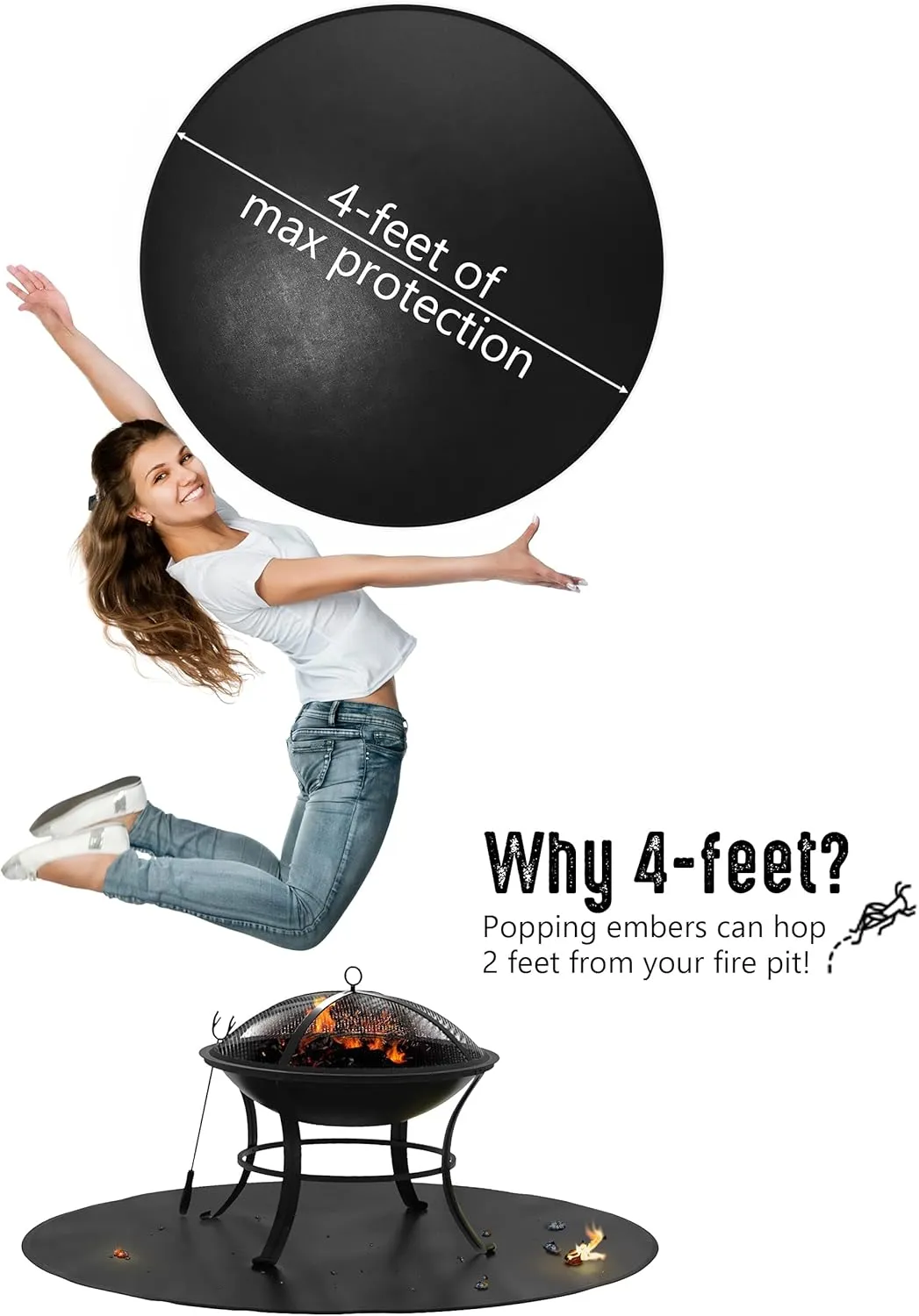 Fire Pit Mats for Under Fire Pit - 48" , Fireproof Grill Mats for Outdoor Grill Deck Protector, Mat for Under BBQ, Patio Mat
