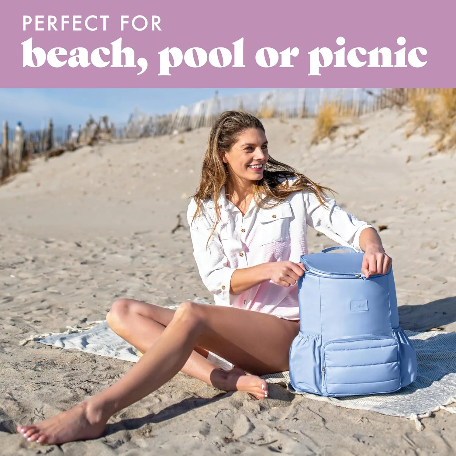 Fit & Fresh Insulated Backpack Soft Cooler – Leak-Resistant Beach & Travel Bag for Women, 24 Can Capacity Picnic & Cooler Bag