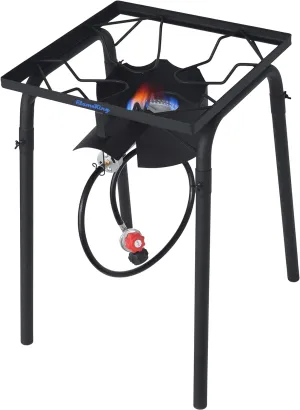 Flame King Heavy Duty 100,000 BTU Propane Gas Single Burner Bayou Cooker Outdoor Stove for Home Brewing, Turkey Fry, Maple Syrup Prep, Cajun Cooking