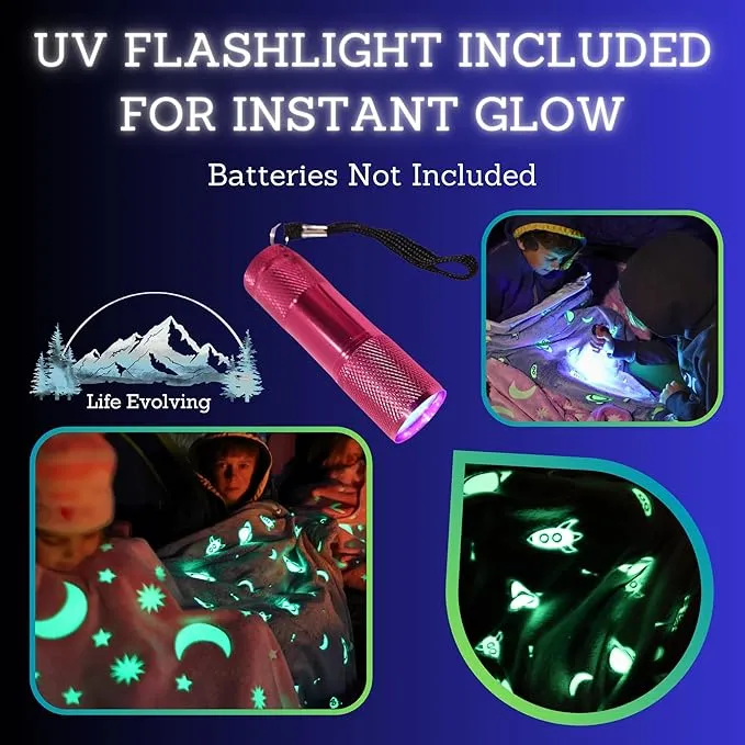 Fleece Sleeping Bag Liner Cold Weather-Glow In The Dark with UV Flashlight-Camping sleeping bag Liner for Cold Weather Sleeping Bag-Travel Sleeping Bag -Compact Sleeping Bag Or Ultralight Sleeping Bag