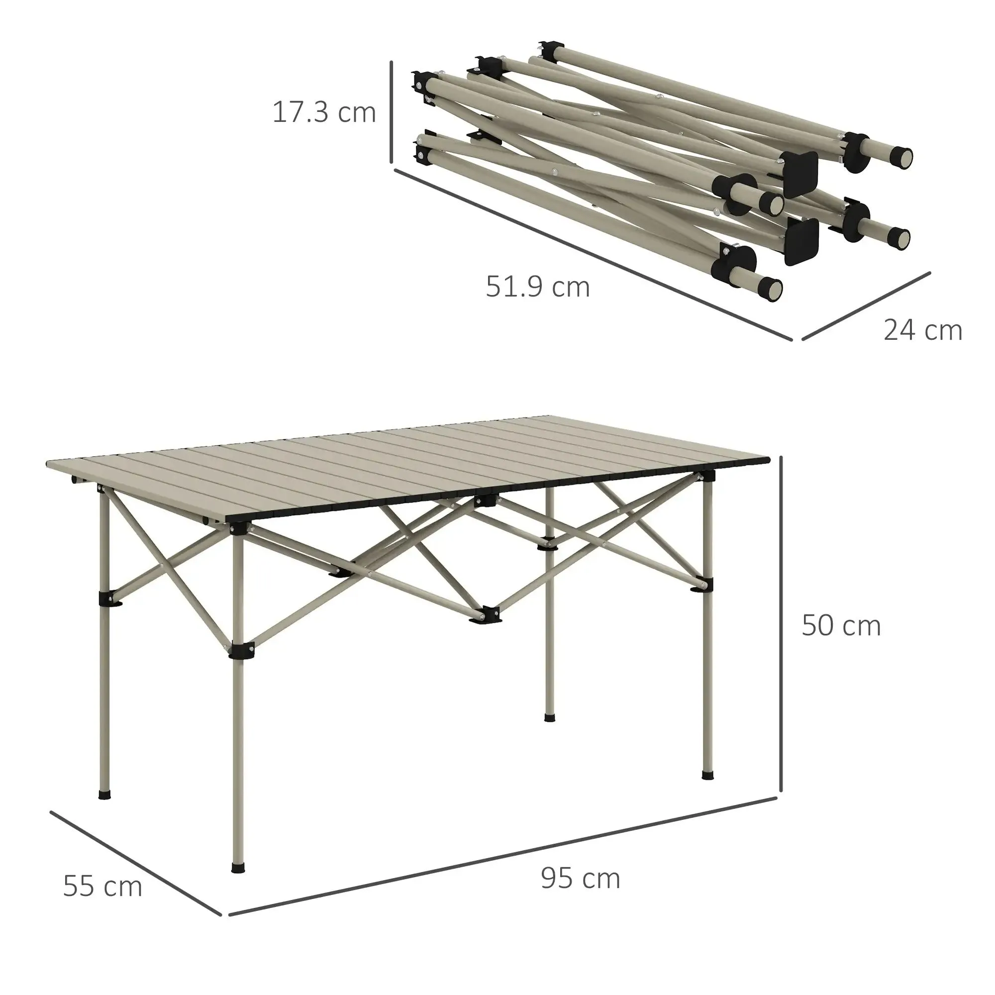 Flexible Bag With - Tabletop Two-Seater Portable Aluminium Roll-Up Outsunny Khaki Premium offer And
