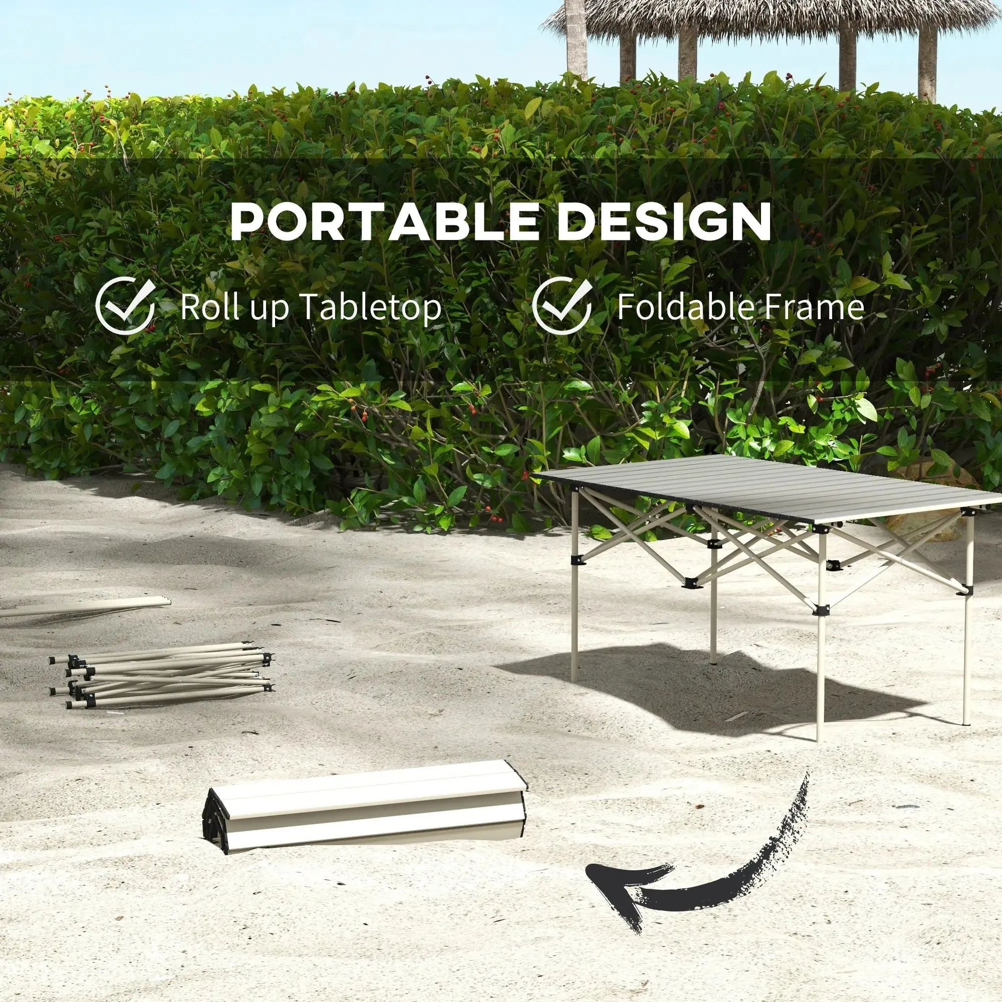 Flexible Bag With - Tabletop Two-Seater Portable Aluminium Roll-Up Outsunny Khaki Premium offer And