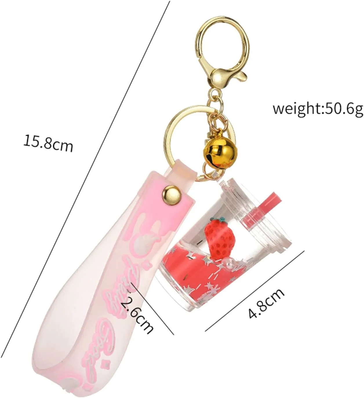Floating Fruits Jelly Cup Car Key Pendant Kids Girls Women Acrylic Handbag Wallet Liquid Keychain