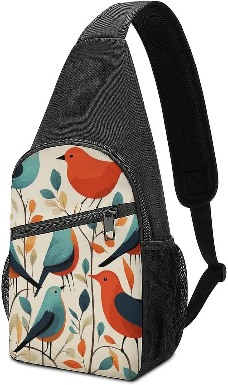 Flock Of Birds Sling Bag Lightweight Crossbody Shoulder Backpacks Hiking Travel Daypack Chest Bag for Women Men
