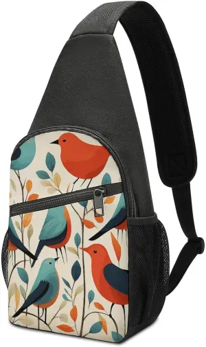 Flock Of Birds Sling Bag Lightweight Crossbody Shoulder Backpacks Hiking Travel Daypack Chest Bag for Women Men