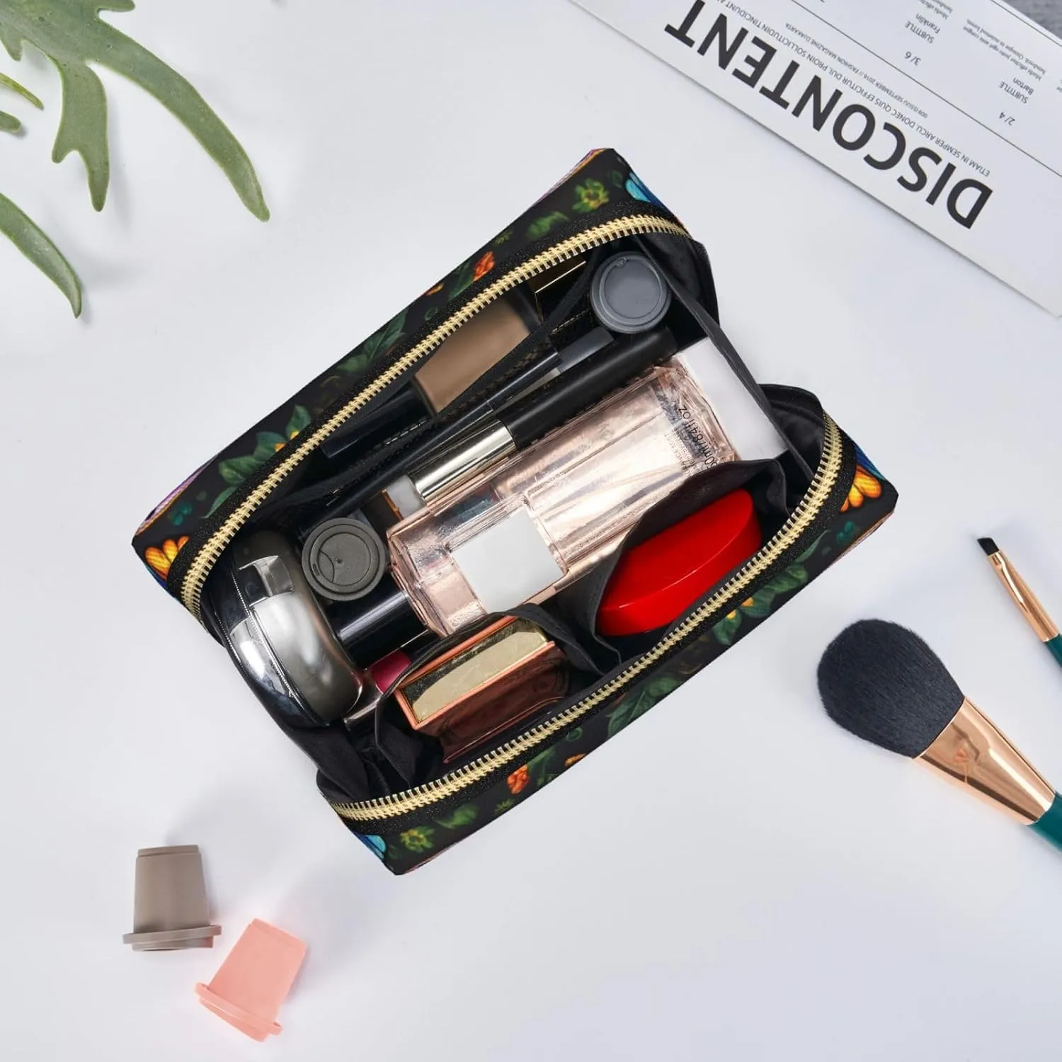 Flower Butterfly Toiletry Pouch, Travel-Friendly Makeup Organizer For Makeup Brushes, Lipsticks