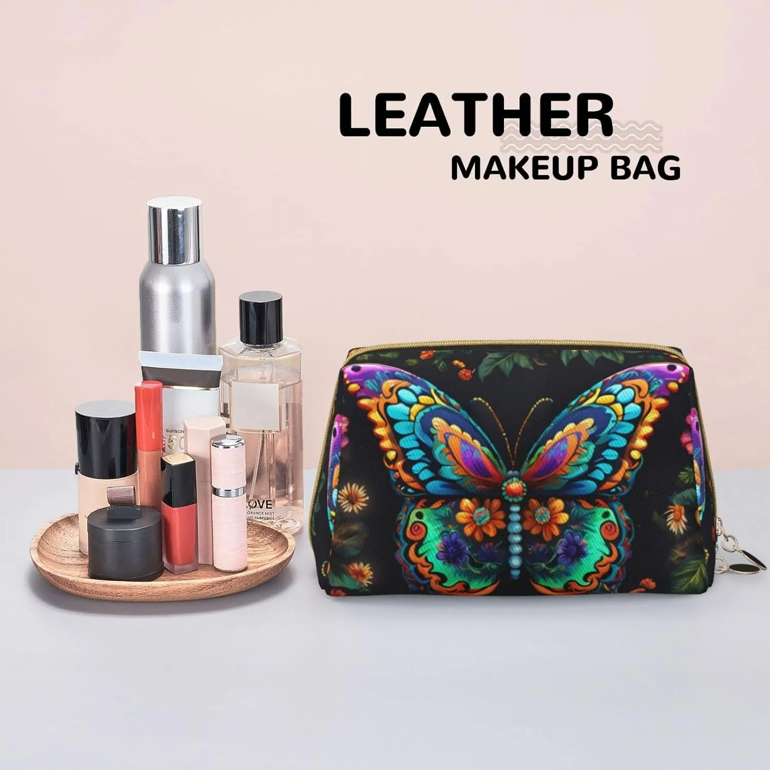 Flower Butterfly Toiletry Pouch, Travel-Friendly Makeup Organizer For Makeup Brushes, Lipsticks