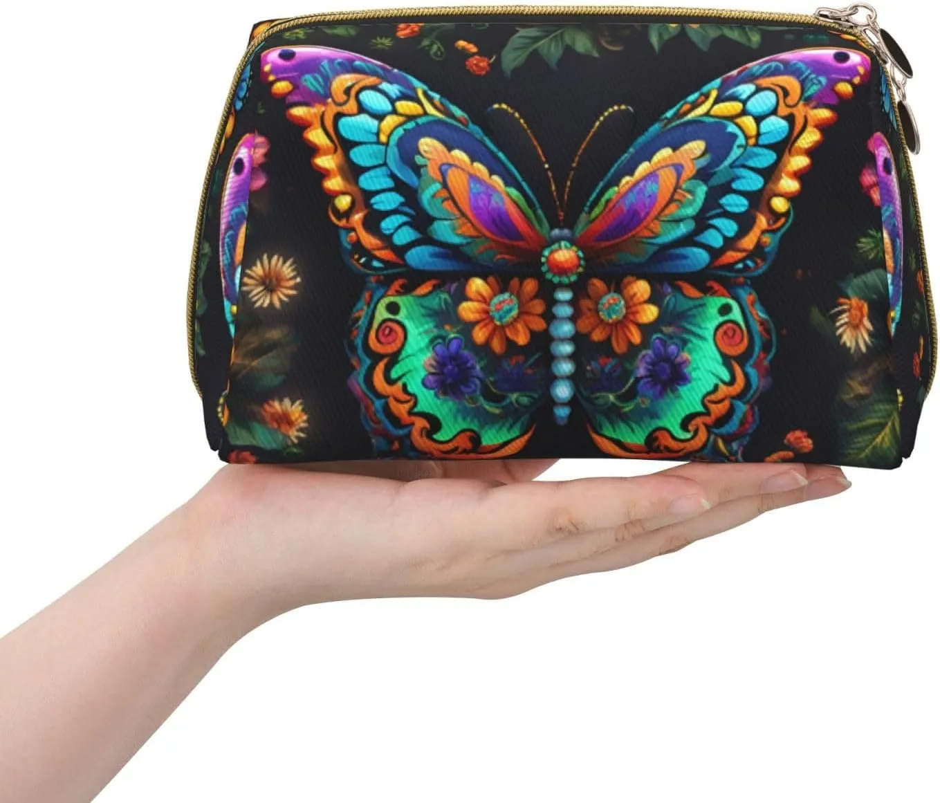 Flower Butterfly Toiletry Pouch, Travel-Friendly Makeup Organizer For Makeup Brushes, Lipsticks