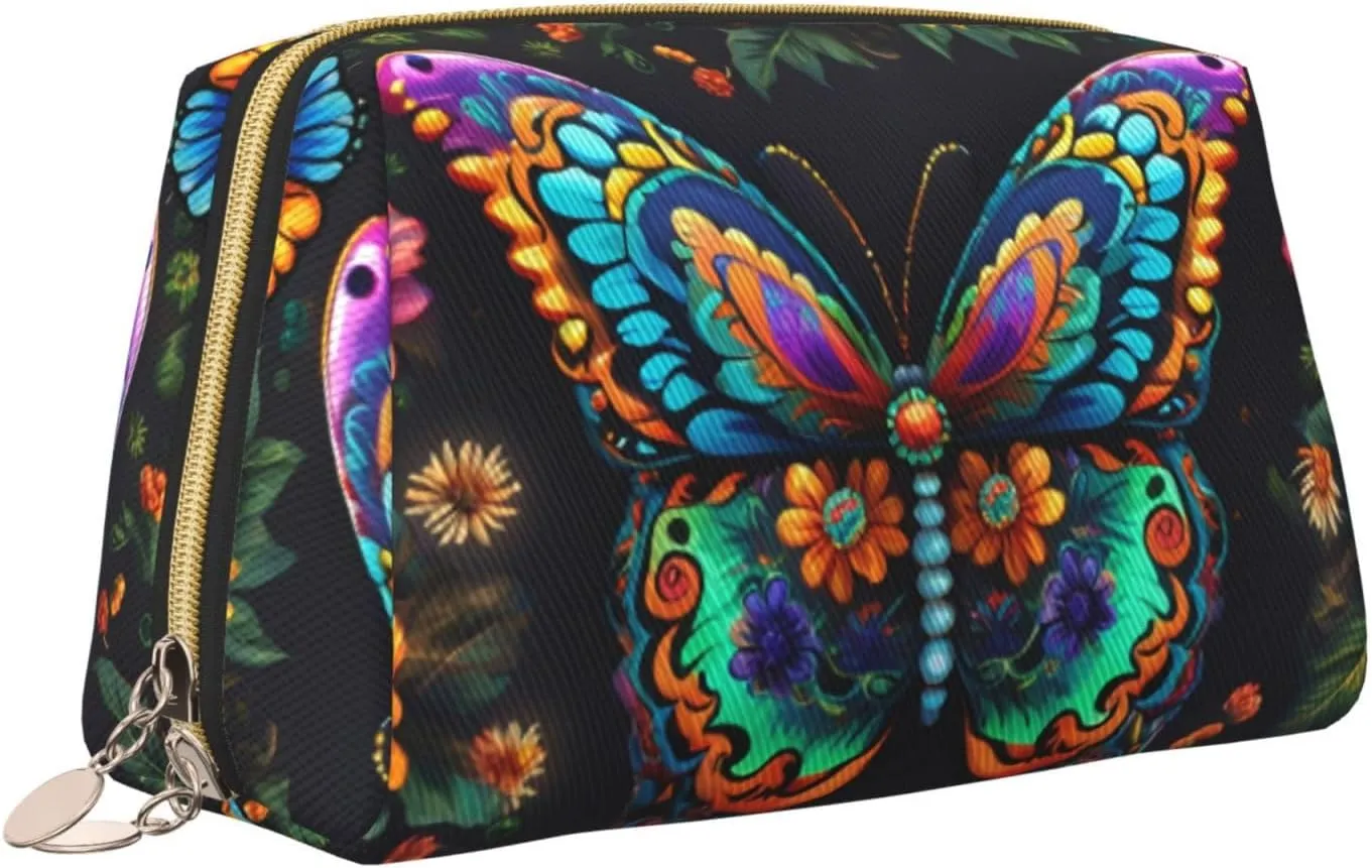 Flower Butterfly Toiletry Pouch, Travel-Friendly Makeup Organizer For Makeup Brushes, Lipsticks