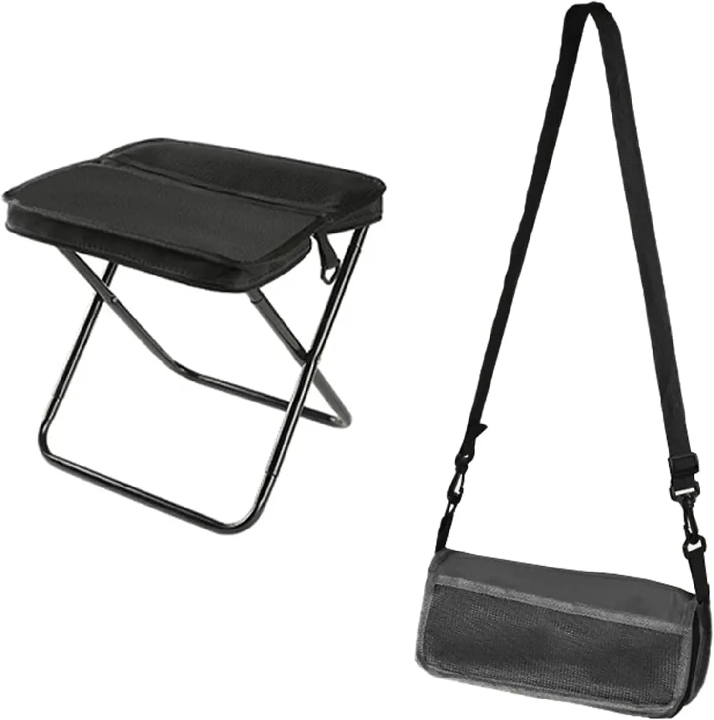 Foldable Backpack Stool, Portable Camping Stool, Hiking Seat Backpack, Suitable for Camping, Fishing, Hiking or Outdoor Barbecue, Can Bear 250 Lb Weight (Black (L))