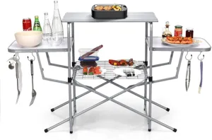 Foldable Camping Kitchen Portable Camping Dining Table Multifunctional Folding Design with Handbag for Easy Carrying Lightweight and Easy to use Suitable for Outdoor Activities