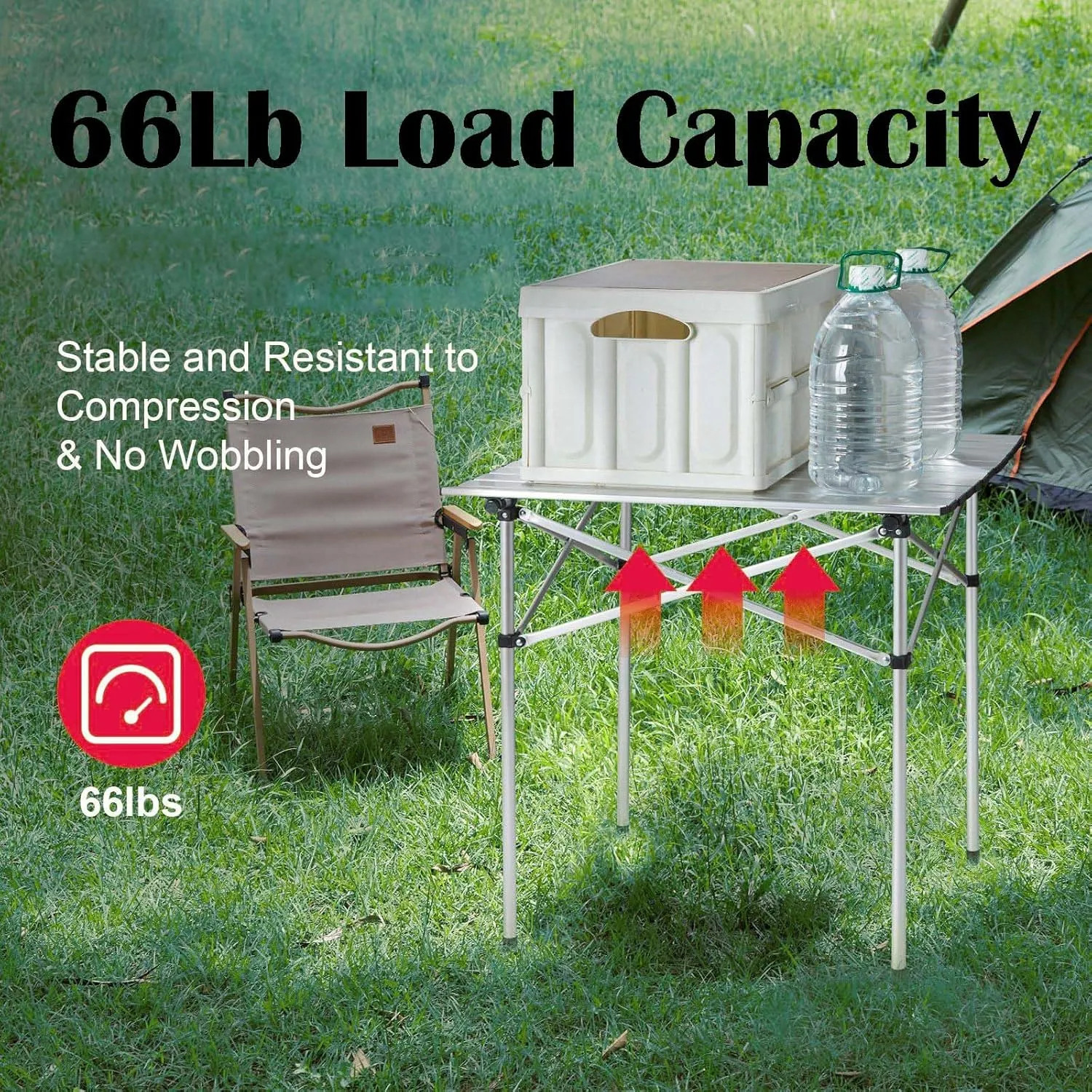 Foldable Camping Table, Lightweight & Portable Compact Outdoor Tables with Carry Bag, Aluminum Camping Table for Cooking, Beach, Picnic, Travel, BBQ, 24x16 inch, Silver