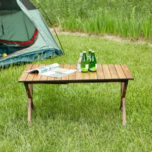 Folding Aluminum Outdoor Table, with Roll-Up Design Lightweight and Portable Easy Assembly Compact Travel Table with Carry Bag Versatile Indoor, Ideal for Camping Picnics Beach BBQs and Patios