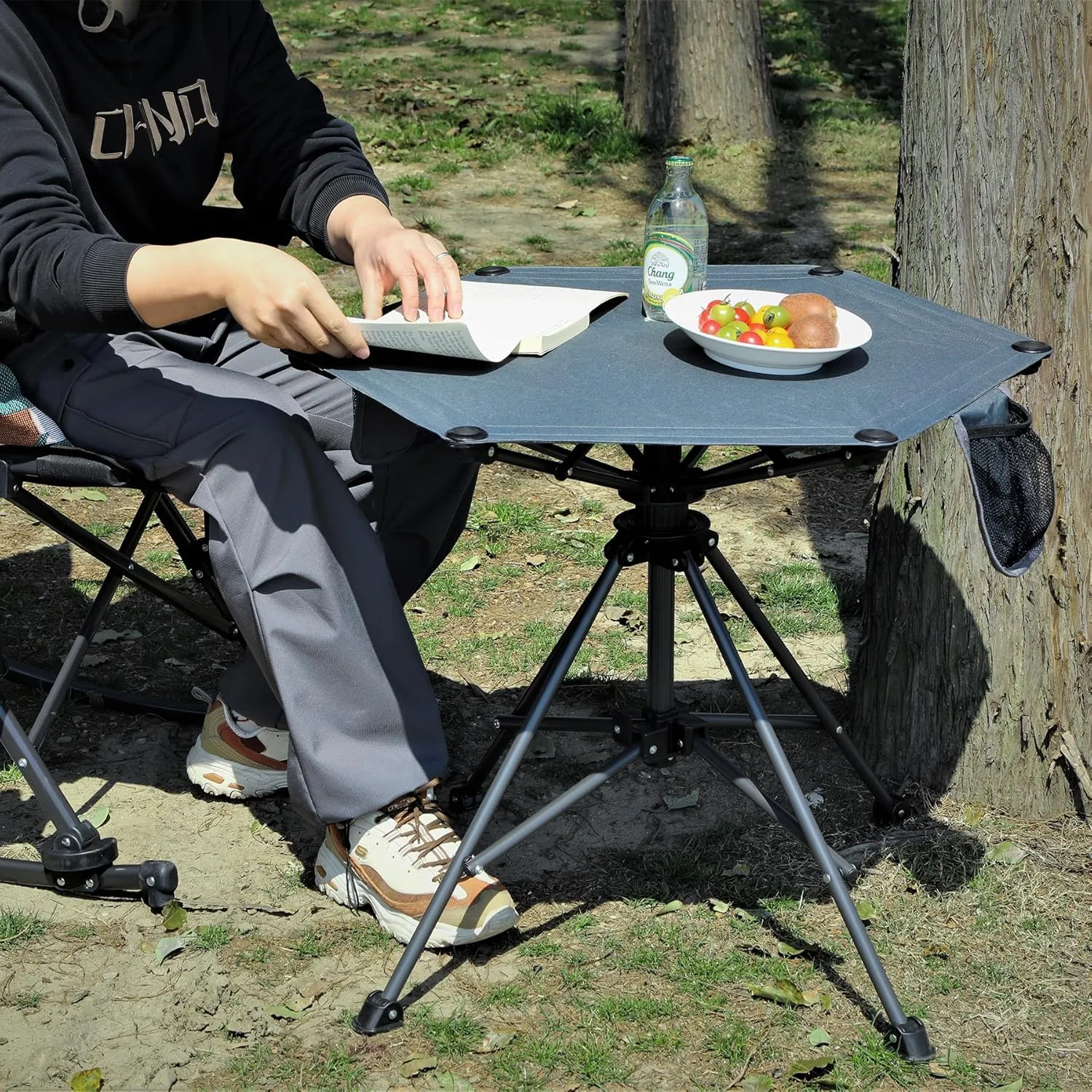 Folding Bar Table with Adjustable Height (25.2"/36.6"), Portable Outdoor Camping Table for Beach, Backyard & Travel, 600D Waterproof Fabric & Metal Frame, Includes Storage Bag