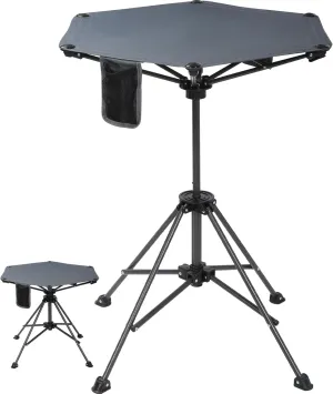 Folding Bar Table with Adjustable Height (25.2"/36.6"), Portable Outdoor Camping Table for Beach, Backyard & Travel, 600D Waterproof Fabric & Metal Frame, Includes Storage Bag