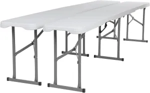 Folding Benches 6 Foot 2 Pack, Portable Bench,Plastic Folding Bench Seat, Long Bench, Plastic Folding Bench,Picnic Bench,Camping Bench Used for Wedding Backyard Activities
