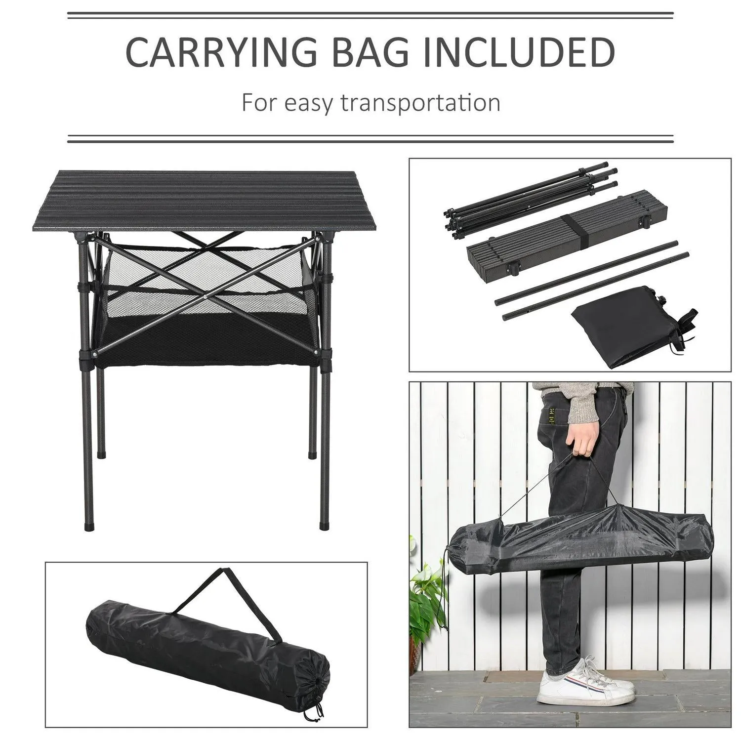 Folding Camping Bag, For Outsunny Portable W/ Garden Storage End-of-season sale Picnic Outdoor Competitive pricing Table Beach