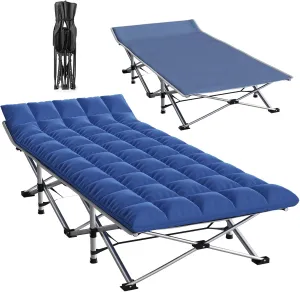 Folding Camping Cot with Mattress Gray,Max Load 900lbs Cots for Sleeping Camp Cots for Adults Kids Teenage Portable Travel Camp Cot Pad for Home Office Beach Garden Fishing, XXL