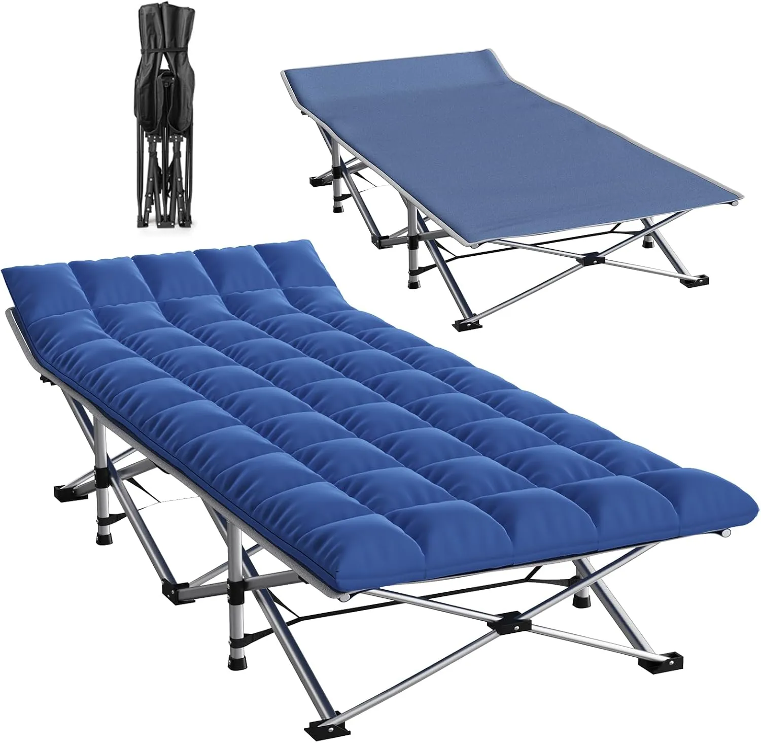 Folding Camping Cot with Mattress Gray,Max Load 900lbs Cots for Sleeping Camp Cots for Adults Kids Teenage Portable Travel Camp Cot Pad for Home Office Beach Garden Fishing, XXL