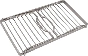 Folding Camping Grate, Adjustable Height Stainless Steel Grill, Thicker Camp Fire Cooking Racks with Draining Function for Outdoor Backpacking