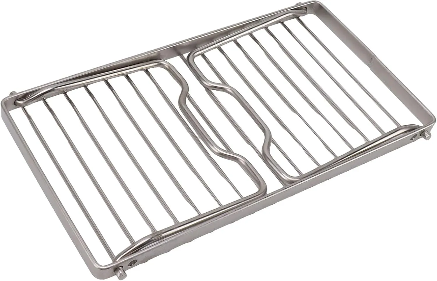 Folding Camping Grate, Adjustable Height Stainless Steel Grill, Thicker Camp Fire Cooking Racks with Draining Function for Outdoor Backpacking