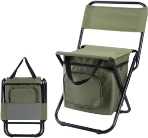 Folding Camping Stool Backpack Cooler Chair Fishing Chairs with Backrest,Portable Stool Hiking Seat Table Bag Folding Stools for Adults, Outdoor Folding Fishing Stool Compact for Travel
