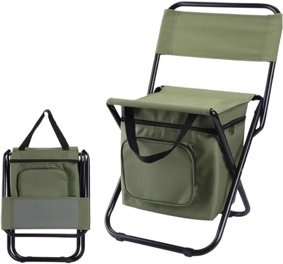 Folding Camping Stool Backpack Cooler Chair Fishing Chairs with Backrest,Portable Stool Hiking Seat Table Bag Folding Stools for Adults, Outdoor Folding Fishing Stool Compact for Travel