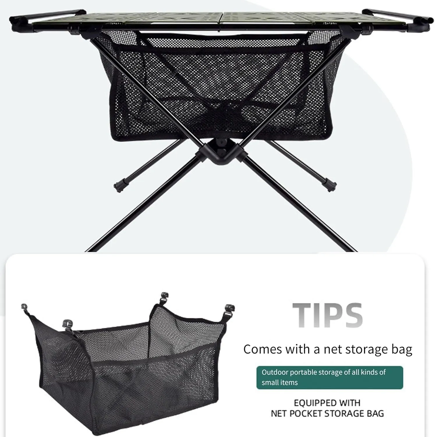 Folding Camping Table Aluminum Alloy Folding Table with Carry Bag,High Stability 20kg Load Capacity Ultralight Camping Side Table for Hiking, Beach, Picnic