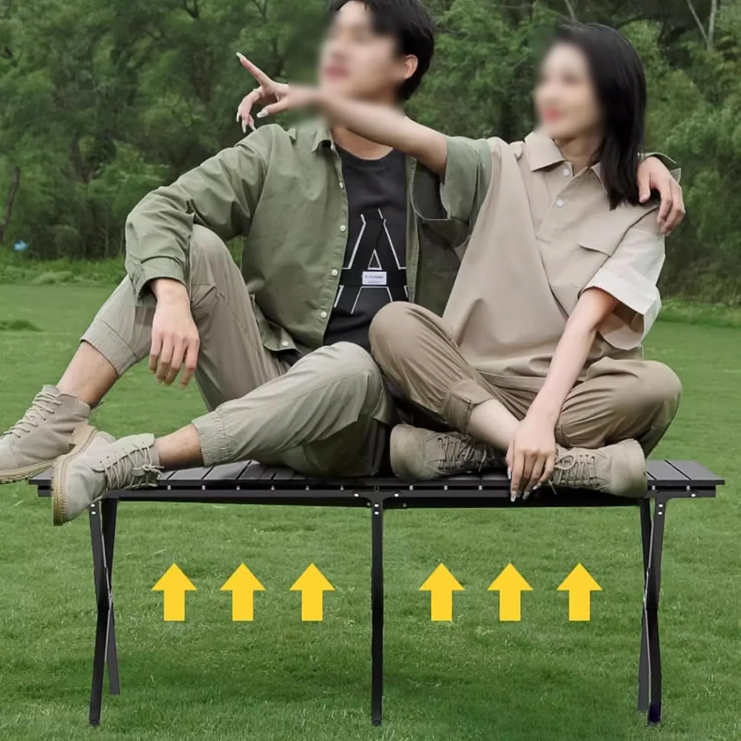 Folding Camping Table Portable Made of Carbon Steel Outdoor Folding Table with Carrying Bag, Lightweight, for Camping Hiking Backpacking Outdoor Picnic(Natural,60 * 60 * 42cm)