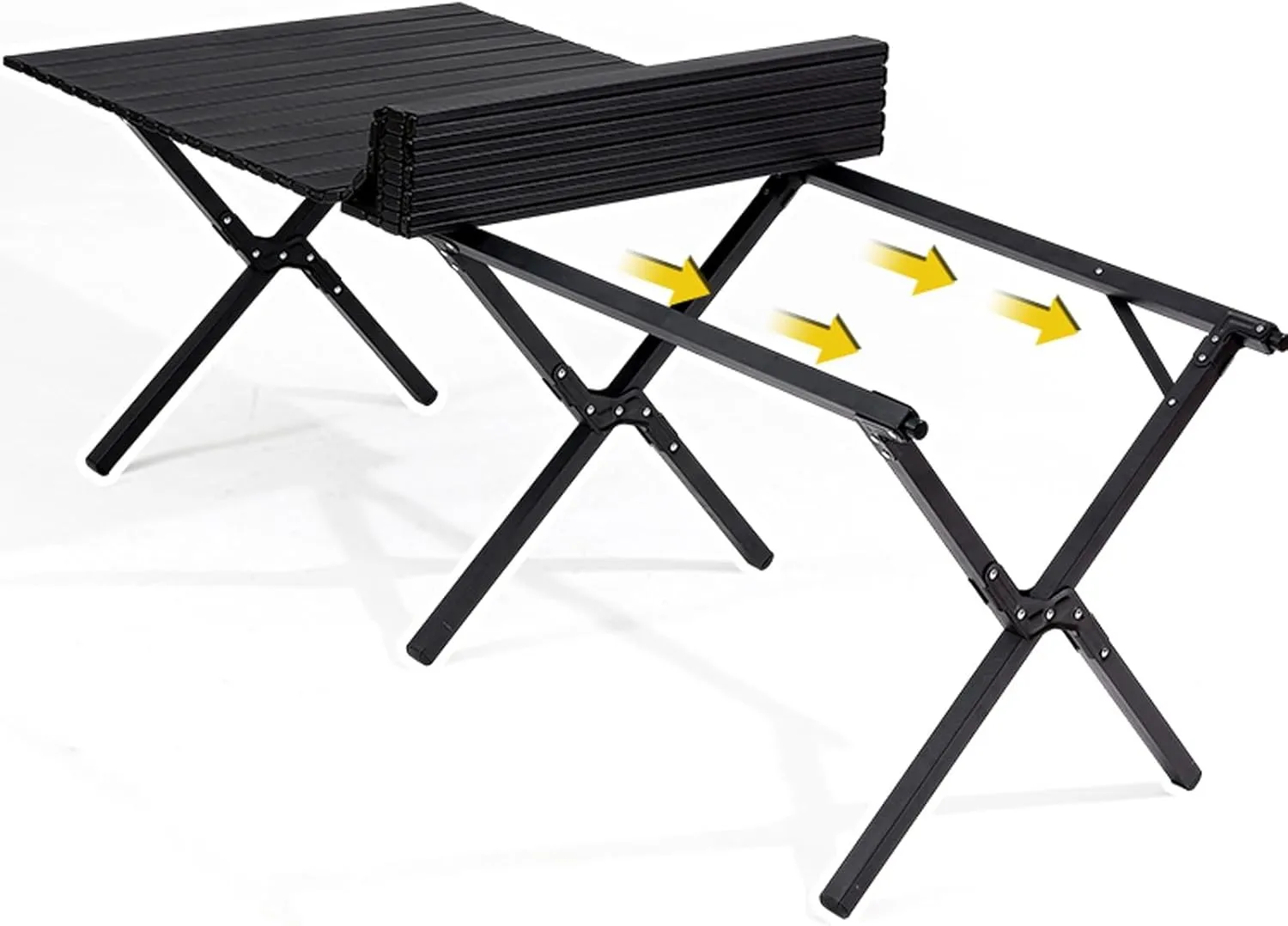 Folding Camping Table Portable Made of Carbon Steel Outdoor Folding Table with Carrying Bag, Lightweight, for Camping Hiking Backpacking Outdoor Picnic(Natural,60 * 60 * 42cm)