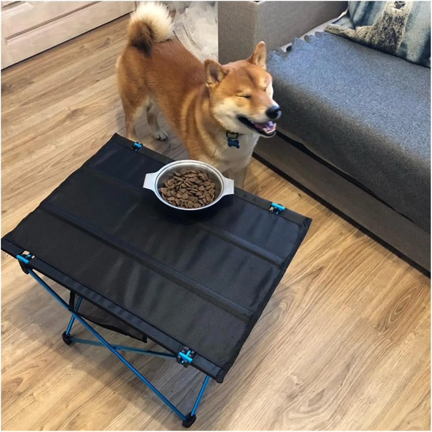 Folding Dining Table Aluminium Alloy Ultra Light Folding Desk Portable Foldable Table Camping Outdoor Fur Computer Bed Tables Picnic (Color : Gray)