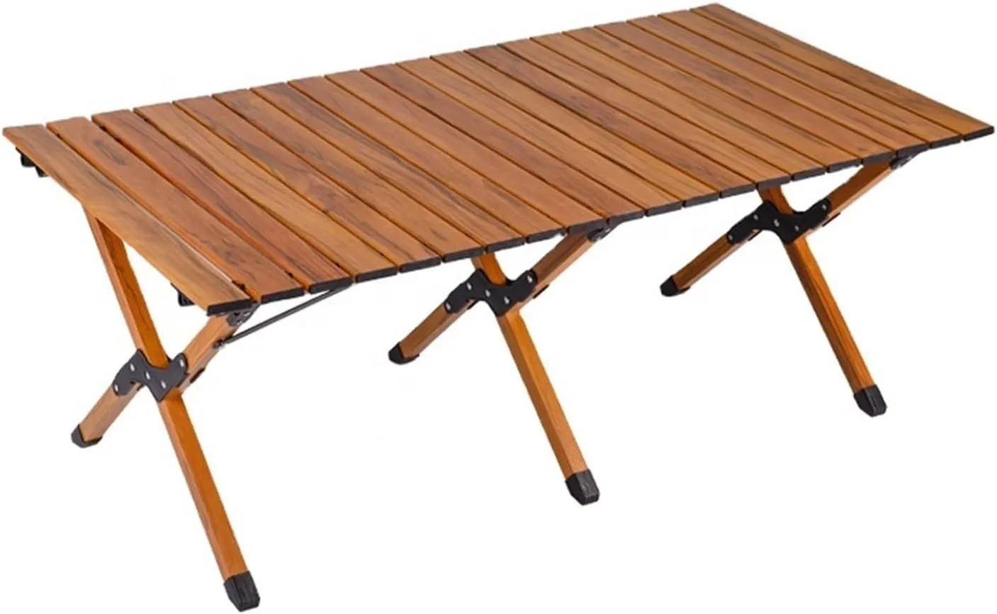 Folding Dining Table Aluminum Camping Picnic Egg Roll Camping air Outdoor Folding Table Portable (Color : Khaki-M)
