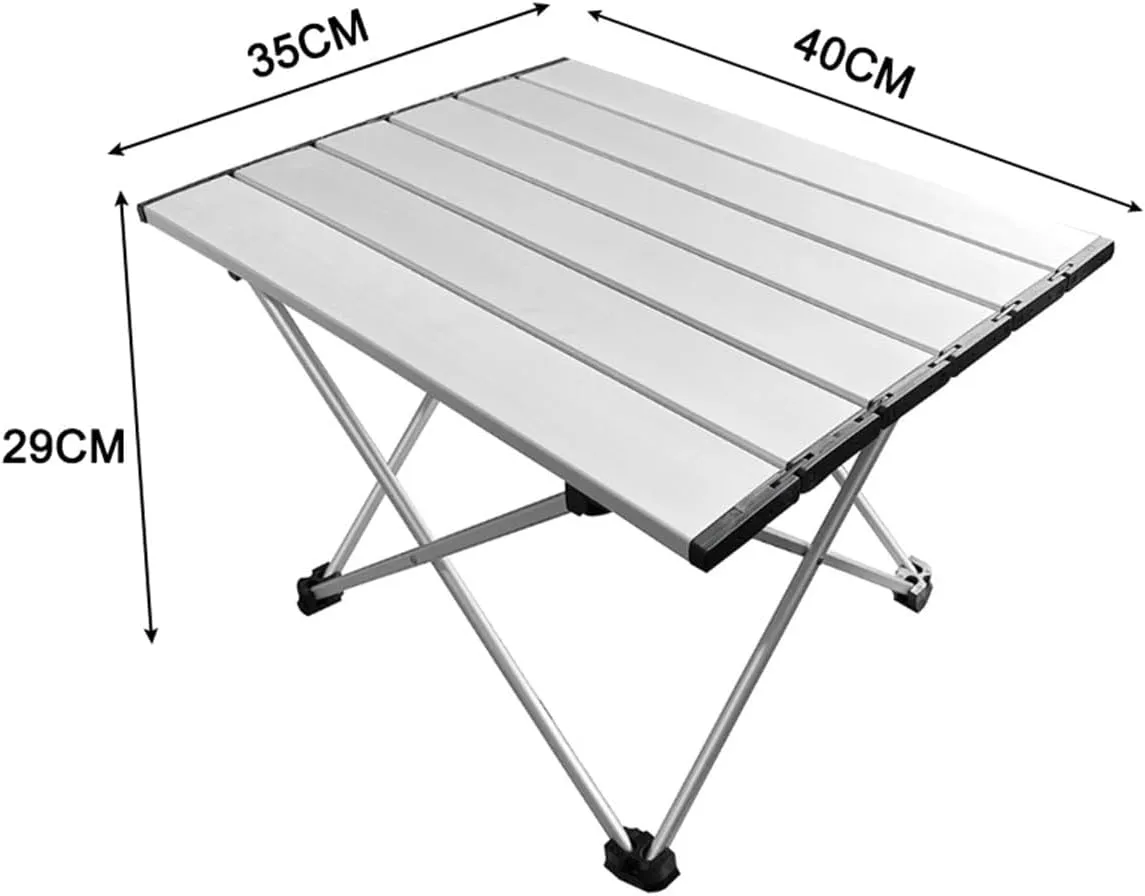 Folding Dining Table Outdoor Canopy Cooking Foldable Desk Tourist Picnic Small Lightweight Metal Camping Folding Table Portable Folding Camping Table (Color : Silver)