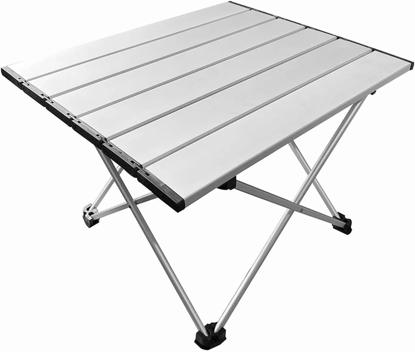 Folding Dining Table Outdoor Canopy Cooking Foldable Desk Tourist Picnic Small Lightweight Metal Camping Folding Table Portable Folding Camping Table (Color : Silver)