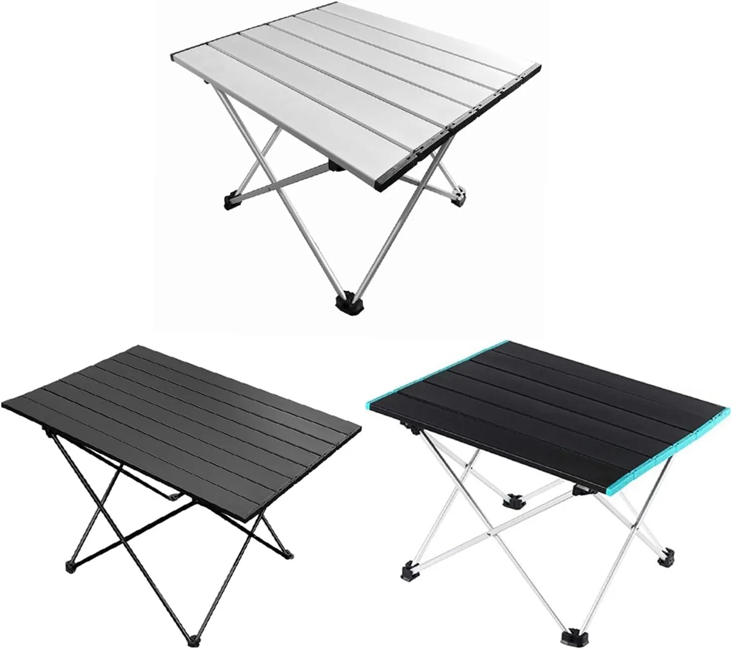 Folding Dining Table Outdoor Canopy Cooking Foldable Desk Tourist Picnic Small Lightweight Metal Camping Folding Table Portable Folding Camping Table (Color : Silver)
