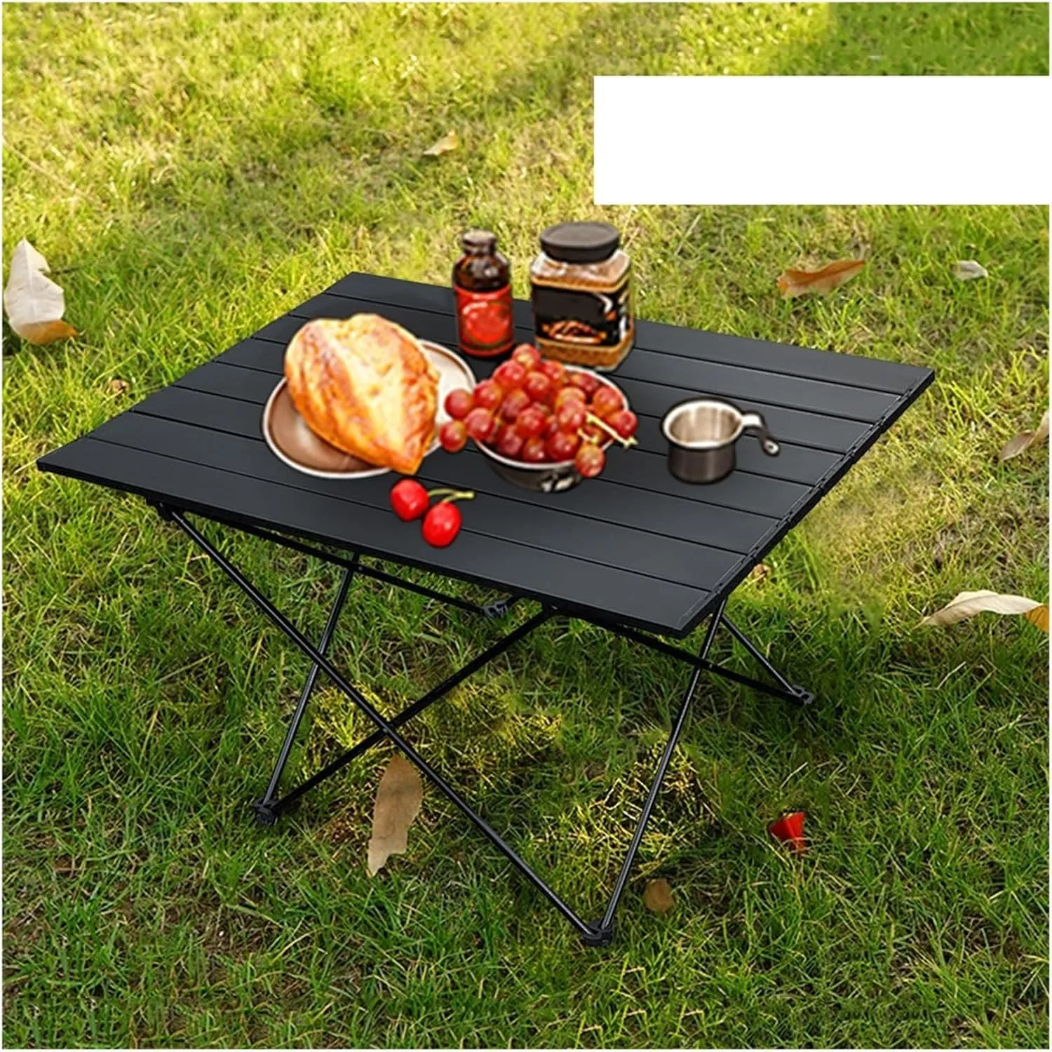 Folding Dining Table Outdoor Canopy Cooking Foldable Desk Tourist Picnic Small Lightweight Metal Camping Folding Table Portable Folding Camping Table (Color : Silver)