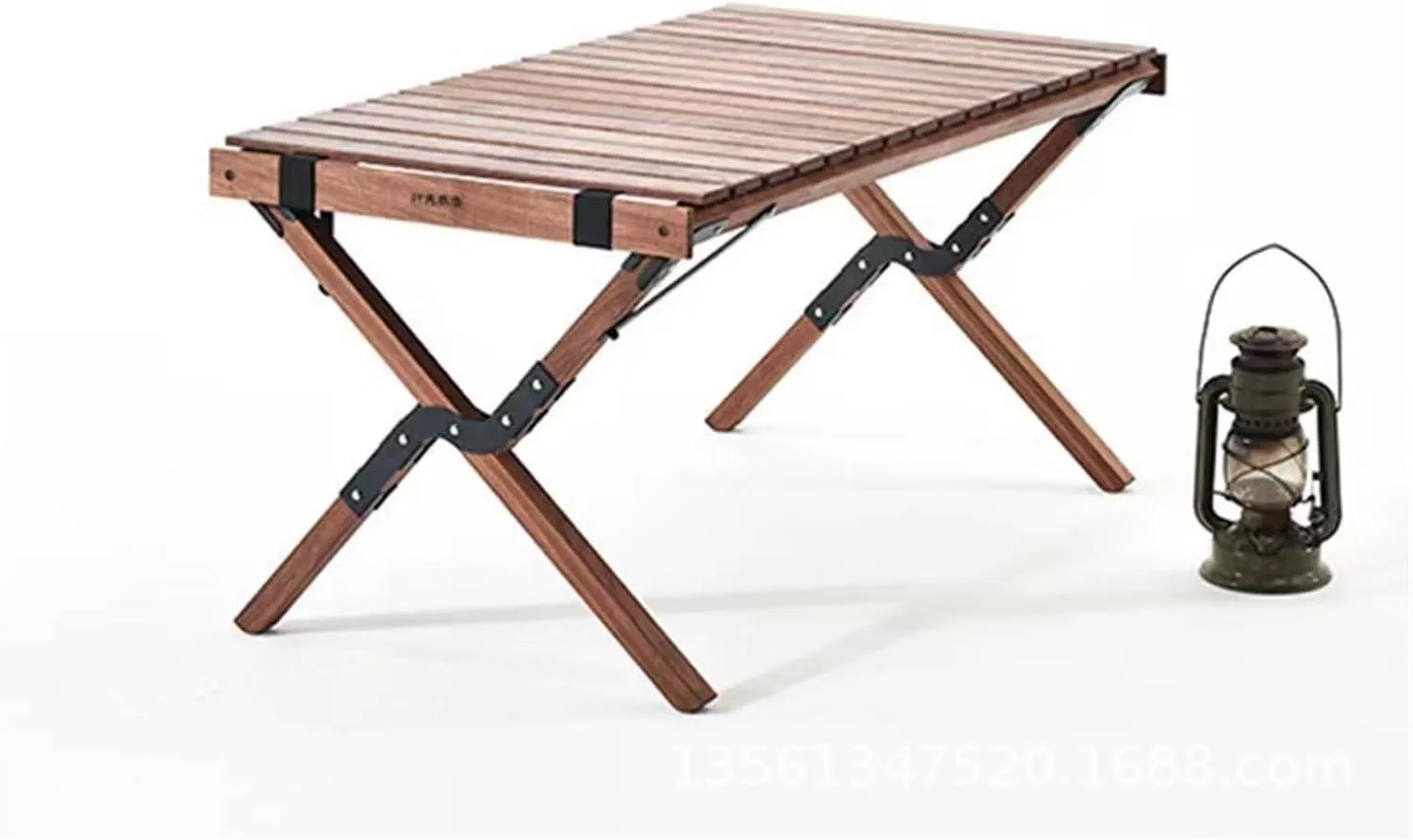 Folding Dining Table Outdoor Picnic Barbecue Tours Tableware Table for Camping Folding Egg Roll Table Portable Foldable Wood Table (Color : 60x60x43CM-02)