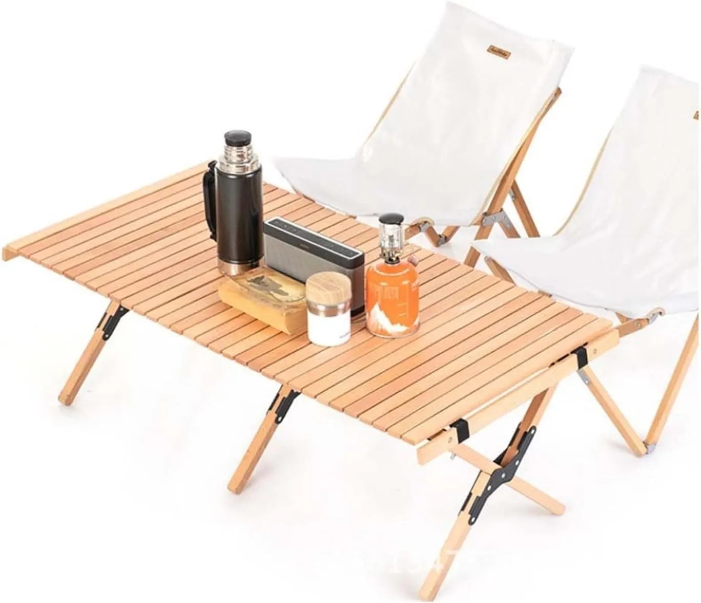 Folding Dining Table Outdoor Picnic Barbecue Tours Tableware Table for Camping Folding Egg Roll Table Portable Foldable Wood Table (Color : 60x60x43CM-02)
